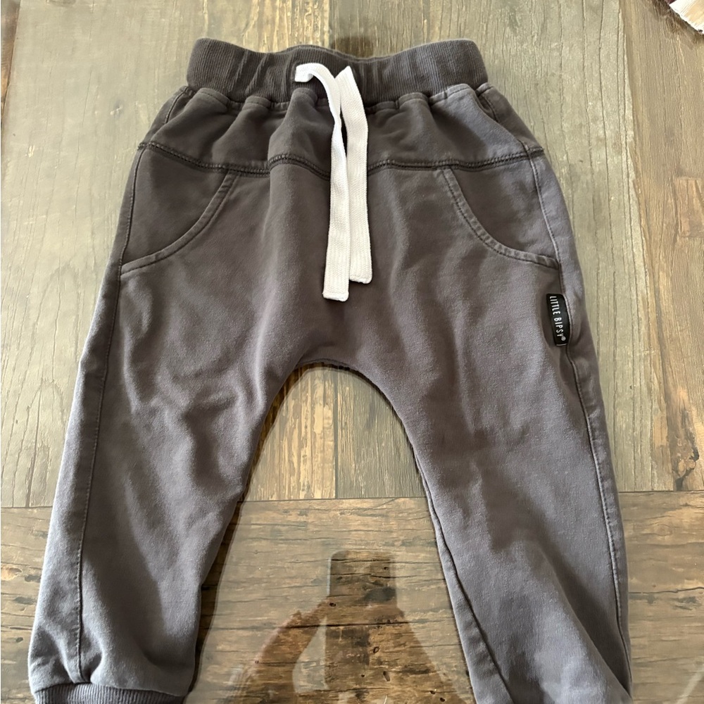 Little Bipsy Charcoal Joggers with White Drawstring